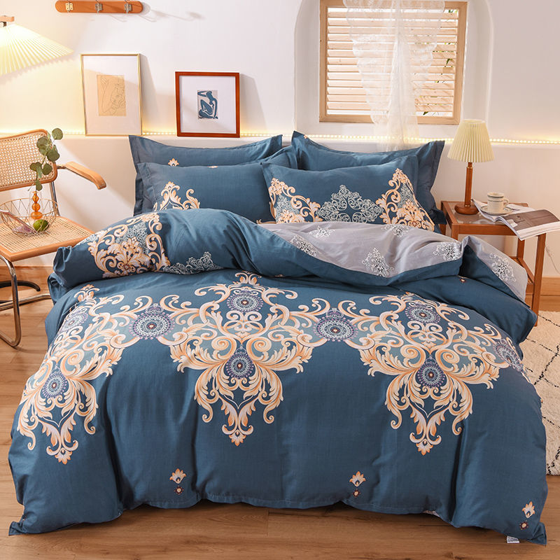 100% Cotton 4-Piece Men's Simple Bedding 3-Piece 4-Piece Cotton Double Bed Single Bed Cover Item Picture