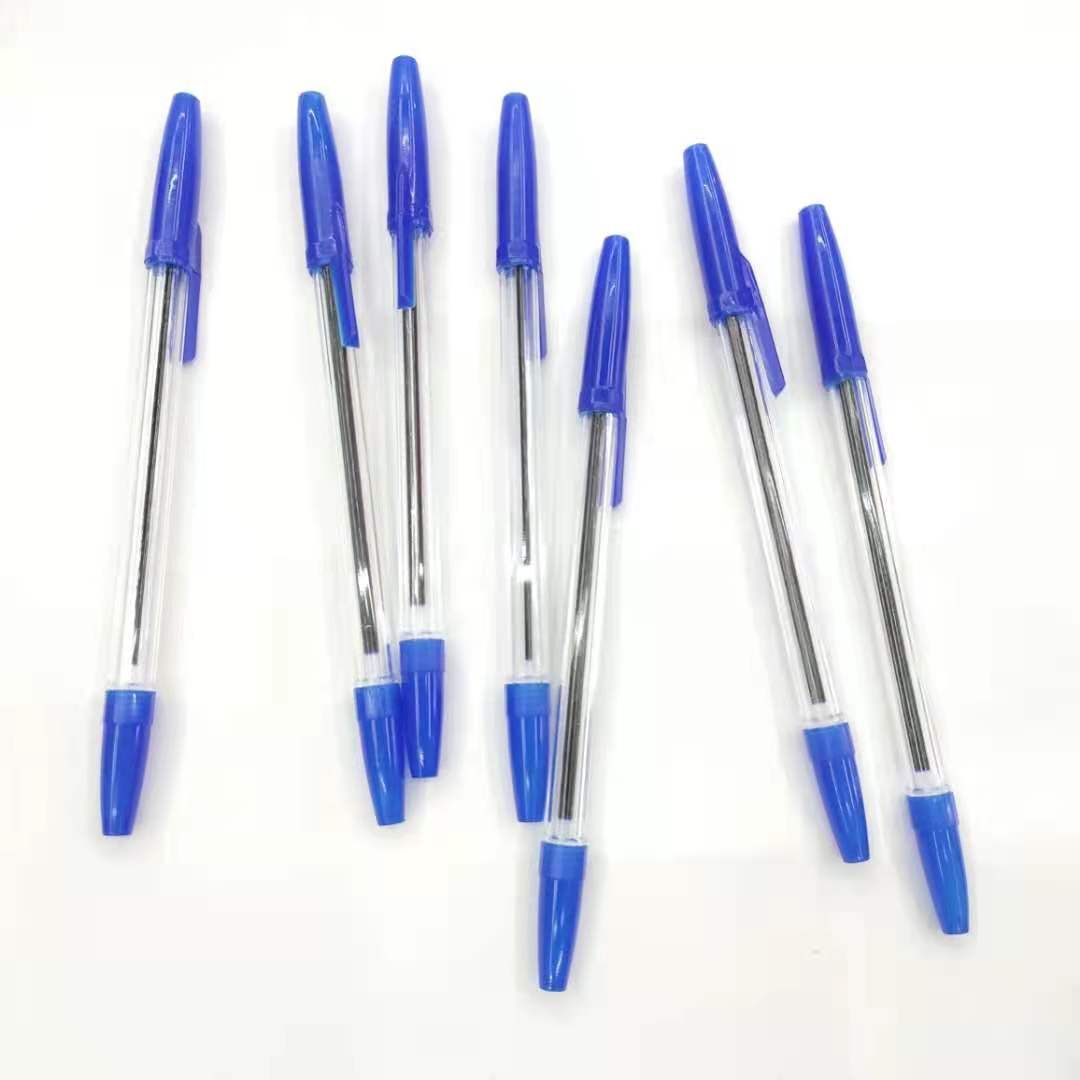 Simple ballpoint pen, transparent rod ballpoint pen, blue core, student writing and office supplies Specification image