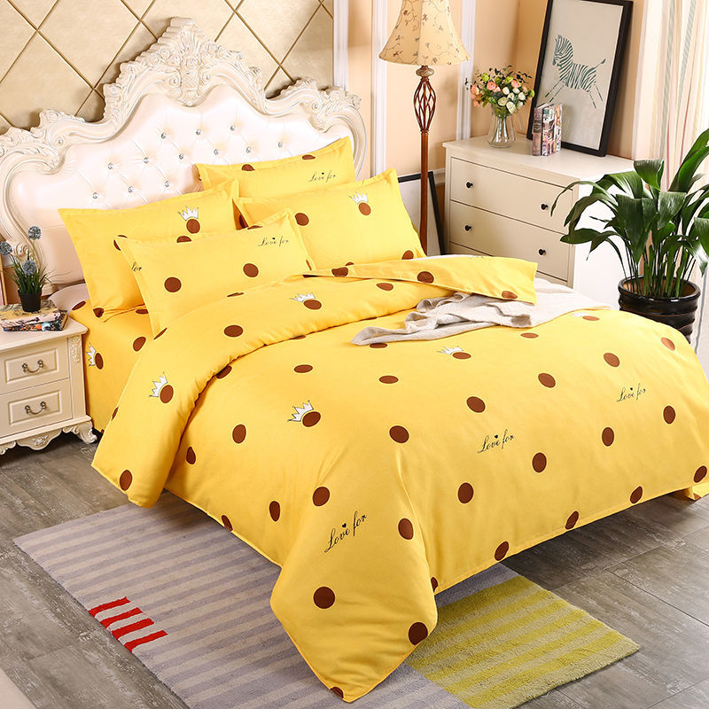 Thickened 100% Cotton 4-Piece Set Cotton Bed Sheet And Quilt Set Simple Double Student Dormitory 3-Piece Bedding 1 details Picture