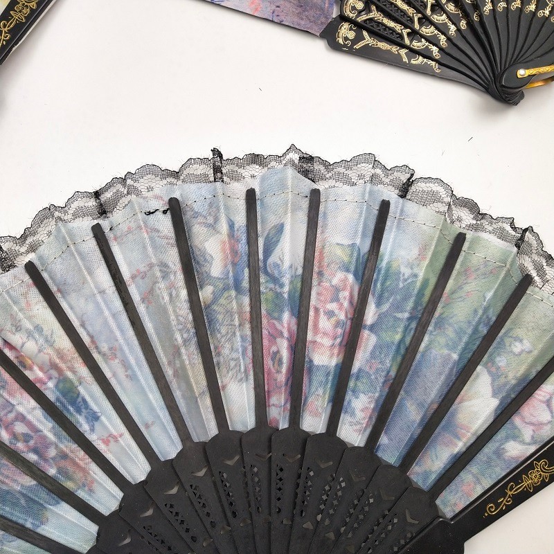 西班牙花边扇   女士扇子  优质黑色蕾丝高档折扇  黑杆舞蹈扇  批发详情图9