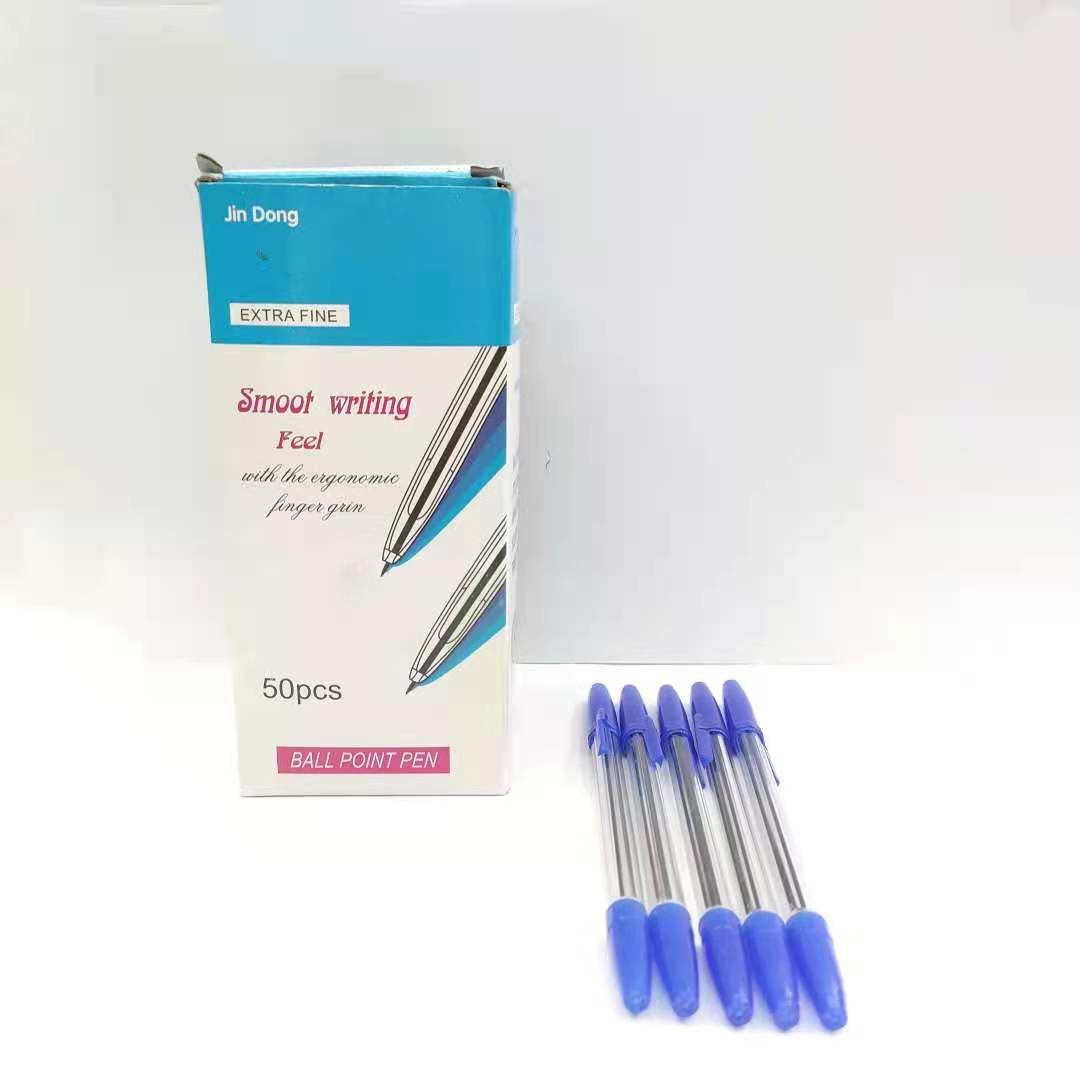 Simple ballpoint pen, transparent rod ballpoint pen, blue core, student writing and office supplies