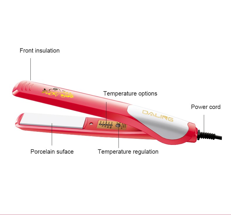 DALING Mini Ceramic Straight Board DALING-5020 is a dual-purpose hair straightener and curling device that won't damage hair, can create bangs, and has a fluffy texture for men. Wholesale for export detail image 9