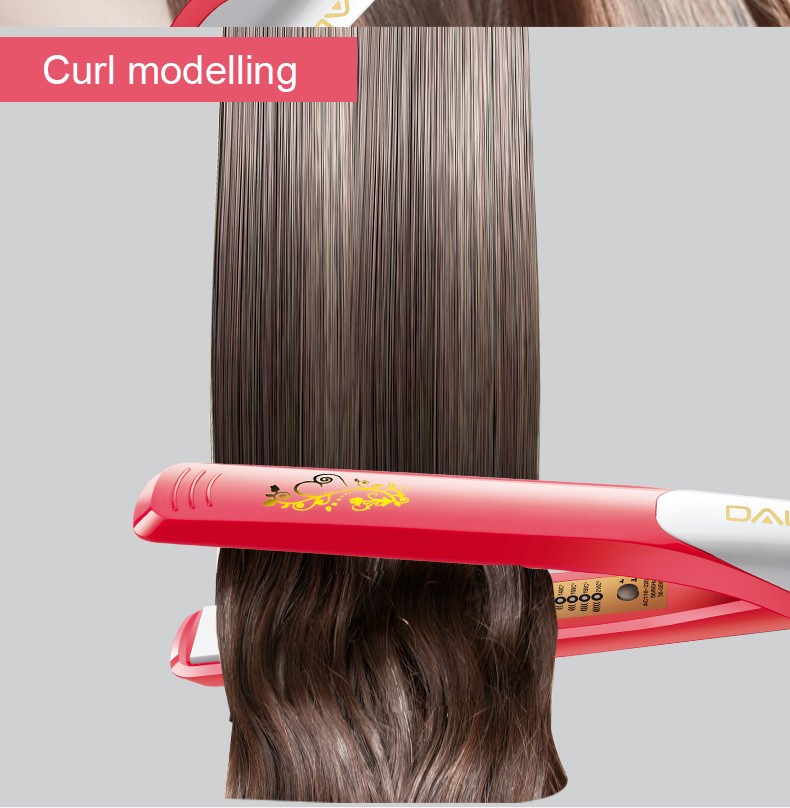 DALING Mini Ceramic Straight Board DALING-5020 is a dual-purpose hair straightener and curling device that won't damage hair, can create bangs, and has a fluffy texture for men. Wholesale for export detail image 4