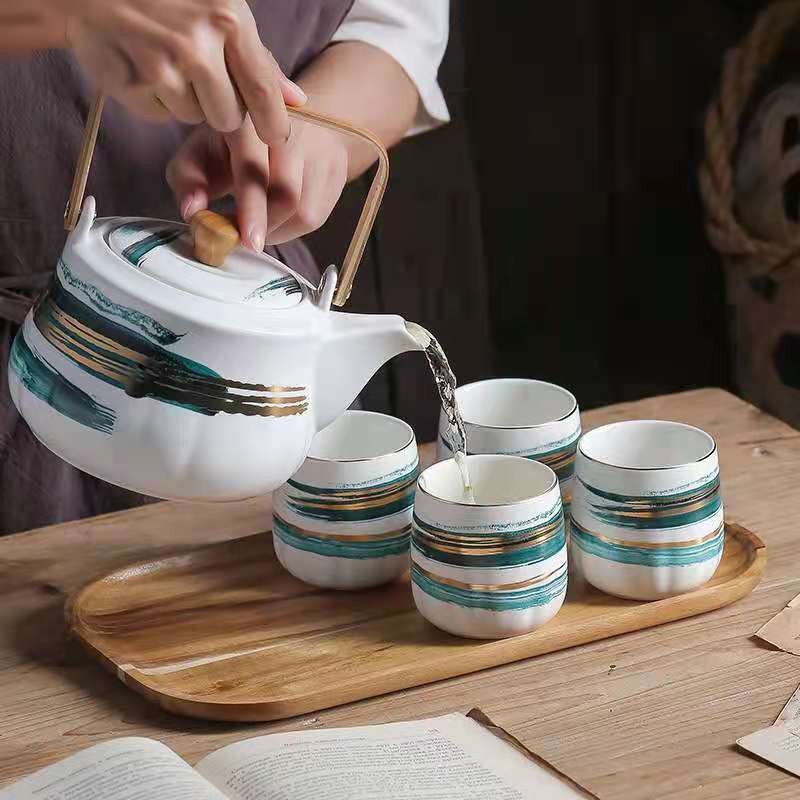 油墨画系列家用茶具套装创意礼品带托盘茶具一壶四杯陶瓷茶具礼盒详情图8