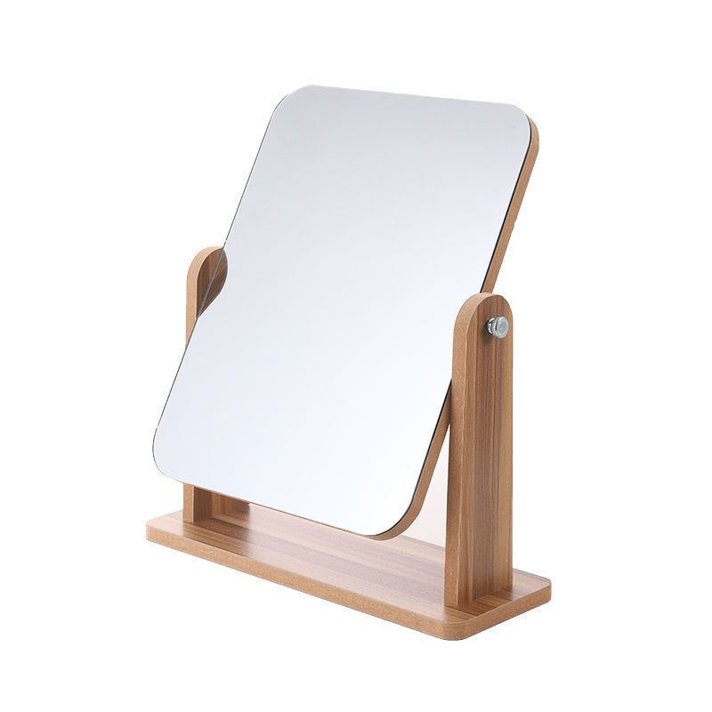 木质简约化妆镜便携台式桌面家用学生宿舍折叠梳妆镜可旋转随身镜子