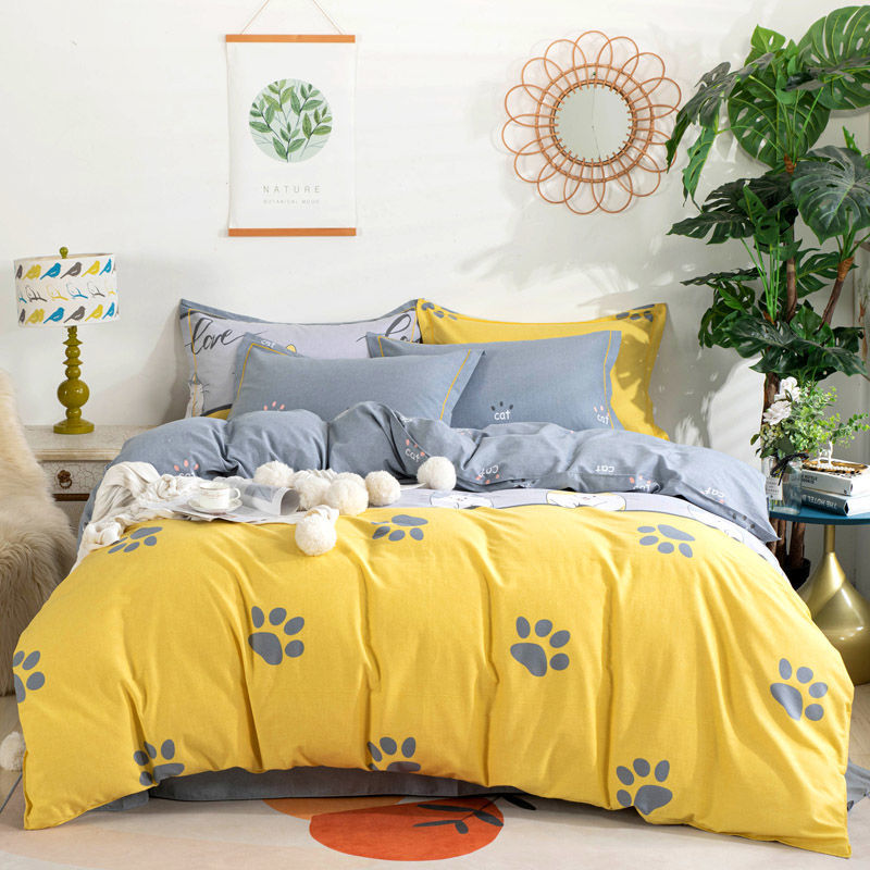 100% Cotton 4-Piece Set Thickened Cotton 4-Piece Set Ground 1.2M1.5m1.8m2 Meter Bedding Simple Item Picture