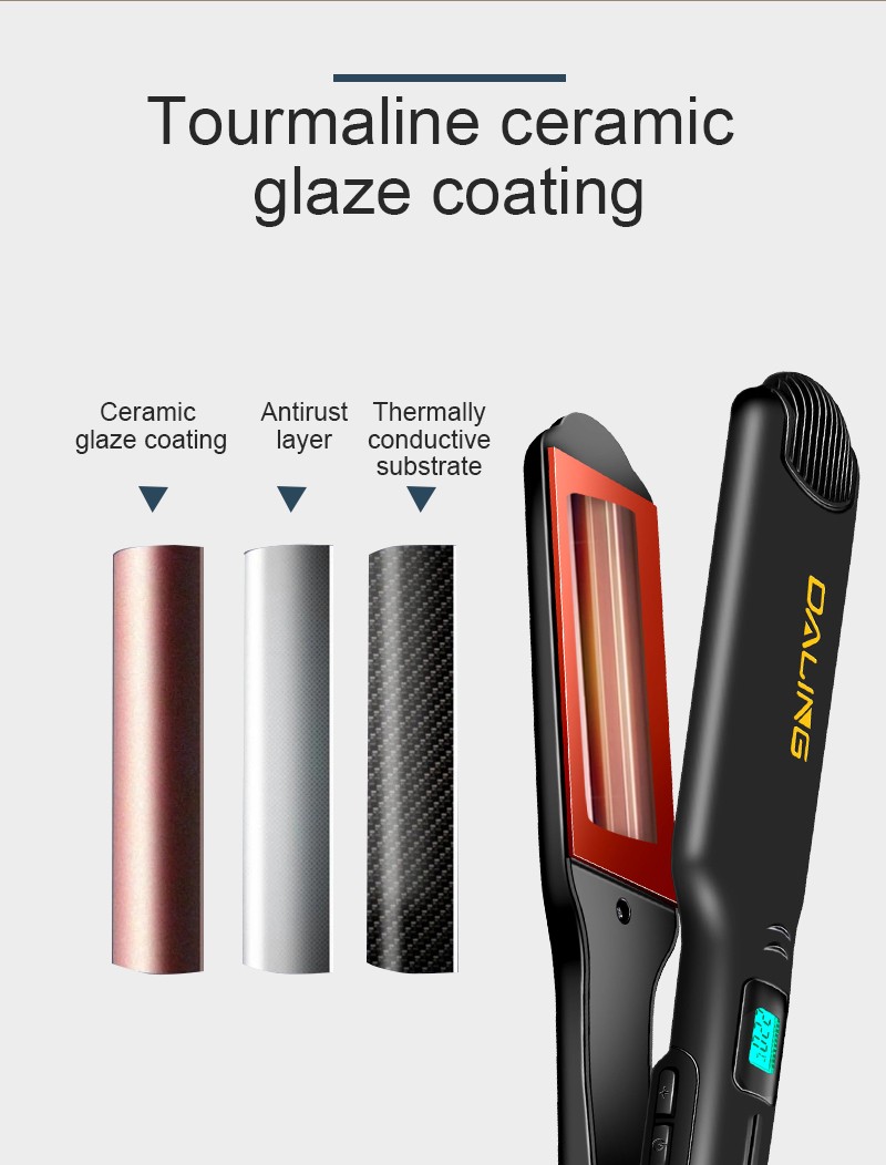 DALING LED intelligent temperature-controlled electric splint DALING-5022 Hair straightener, dual-purpose dry and wet hair straightener without damaging hair, negative ion hair perming device for export wholesale detail image 7