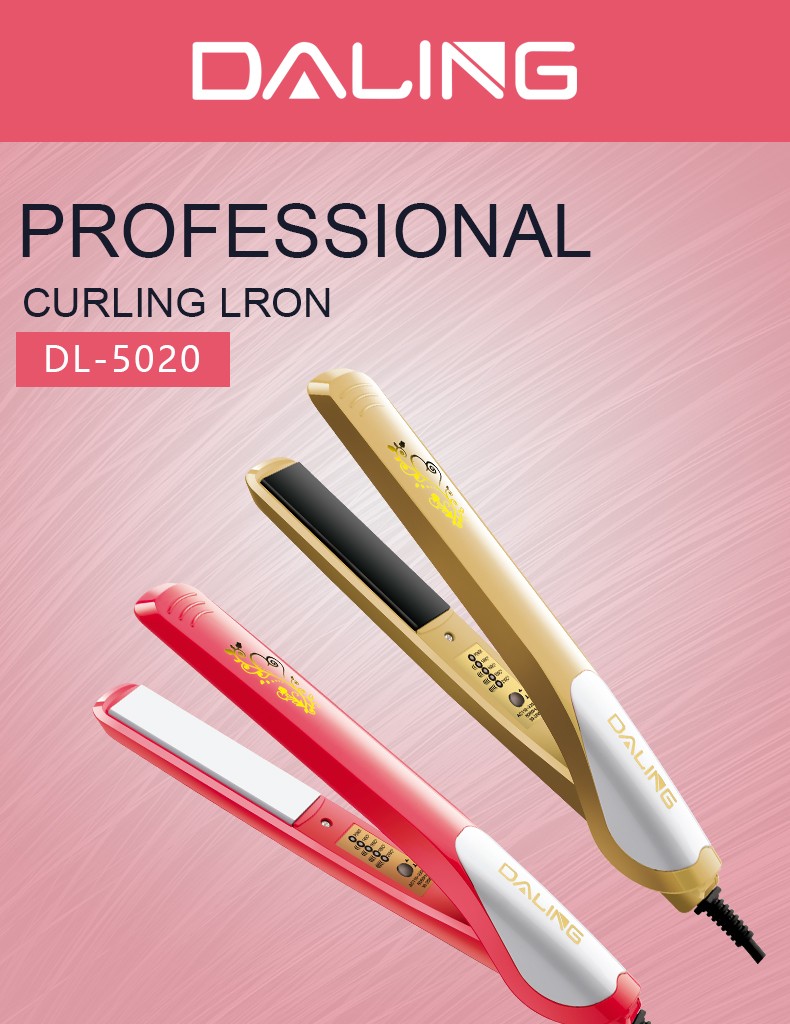 DALING Mini Ceramic Straight Board DALING-5020 is a dual-purpose hair straightener and curling device that won't damage hair, can create bangs, and has a fluffy texture for men. Wholesale for export detail image 1