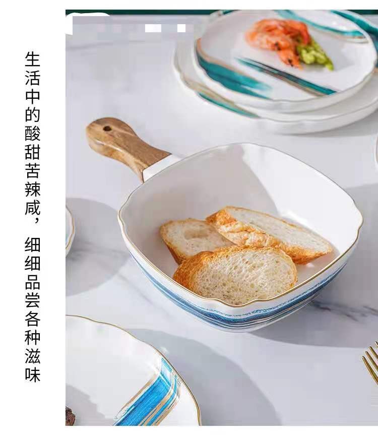 油墨画系列手绘描金陶瓷餐具盘碗碟套装 饭碗菜盘面碗简约盘碗详情图6