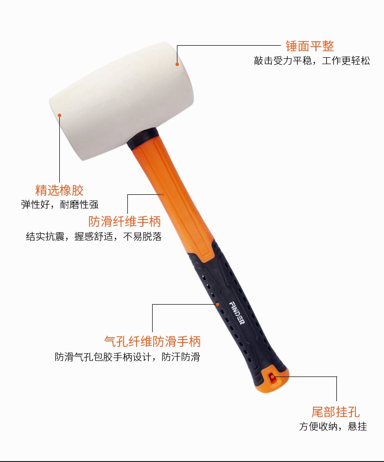 Rubber hammers for tiling, floor installation, shockproof rubber hammers, soft rubber hammers, slightly elastic rubber hammers, tapping hammers detail image 5