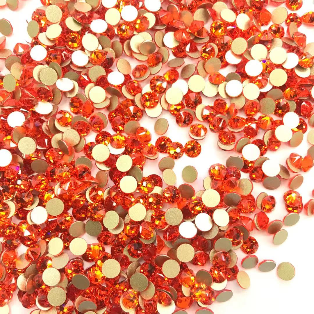 SS20 Orange-red imitation Austrian Diamond Glass Ironing Diamond, Nail Art diamond, Elegant ironing diamond