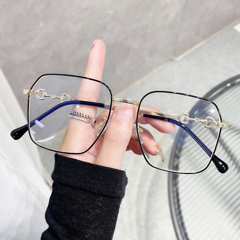 2021年新款金属大框近视眼镜框架时尚显脸小网红同款防蓝光平光镜详情图2