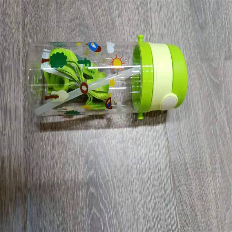 Factory direct sales large capacity outdoor sports water cup portable cup rope students transparent plastic cup sports water cup creative wholesale 15 full figure
