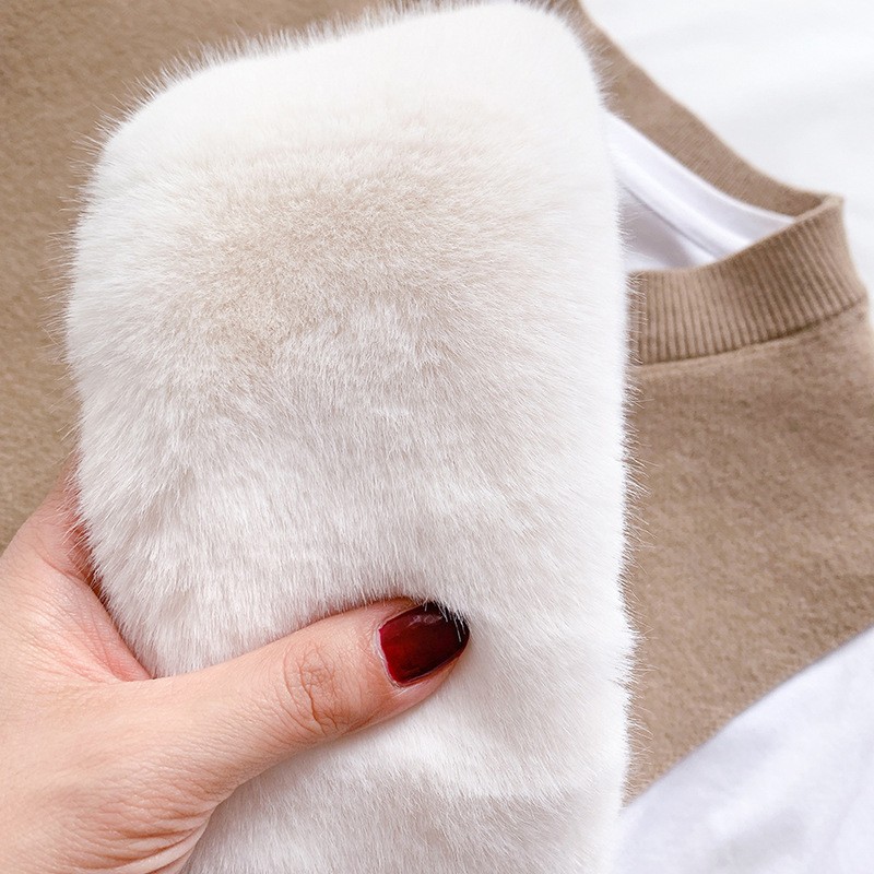 Jane Eyre's new autumn and winter Korean-style British checkered woolen scarf for women, a warm faux rabbit fur cross-neck scarf detail image 12