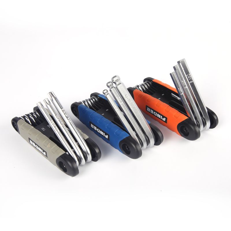 Folding multi-functional set, flat head plum blossom ball head straight cross L-shaped hexagonal wrench combination Item Picture