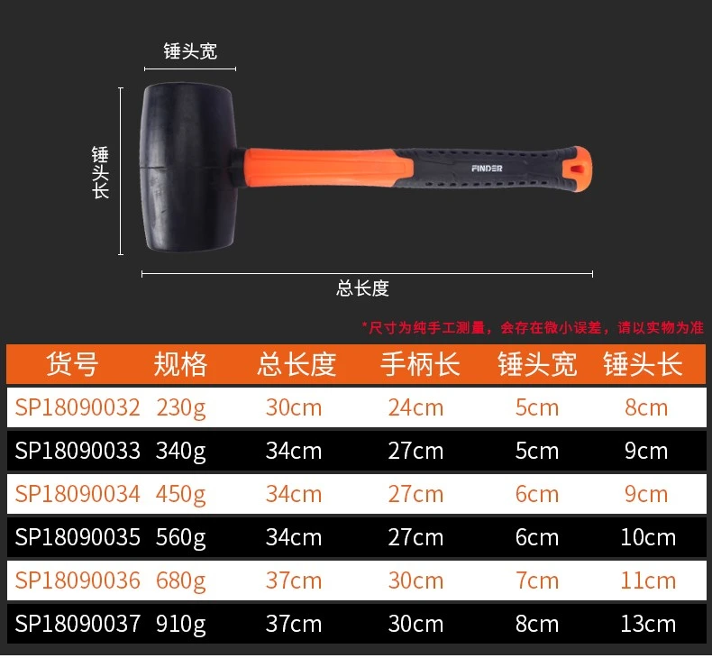 Rubber hammers for tiling, floor installation, shockproof rubber hammers, soft rubber hammers, slightly elastic rubber hammers, tapping hammers detail image 4