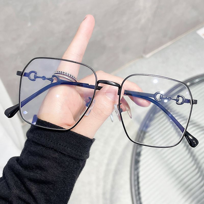 2021年新款金属大框近视眼镜框架时尚显脸小网红同款防蓝光平光镜