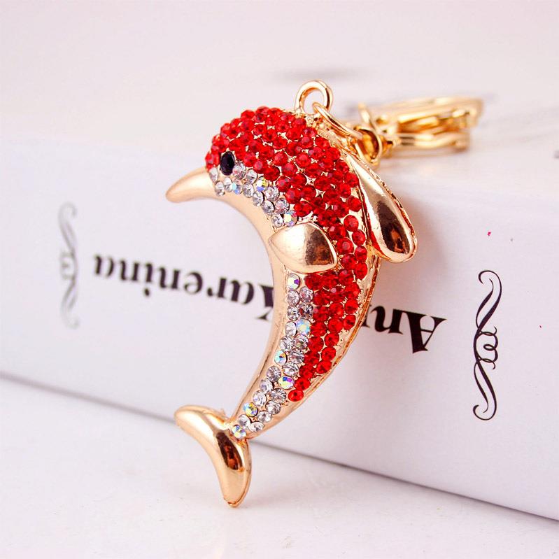 Dot drill Dolphin alloy keychain series mixed -