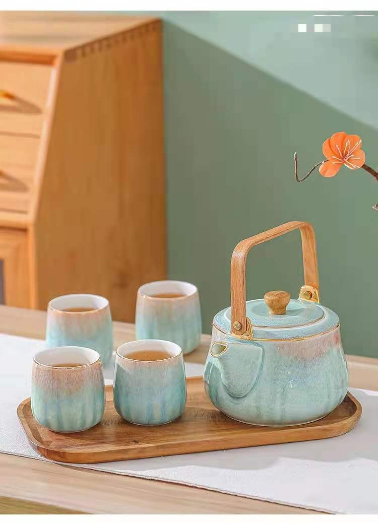 窑变釉撞色家用茶具套装创意礼品带托盘茶具一壶四杯陶瓷茶具礼盒详情图15