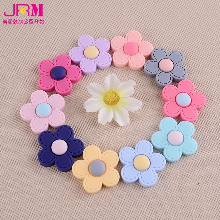 厂家直销 儿童发饰树脂材料 五瓣花饰品配件 手机diy辅料批发                             