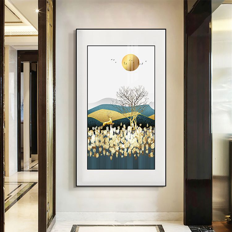 入户玄关装饰画竖版简约现代简欧过道走廊玄关鎏金产品图