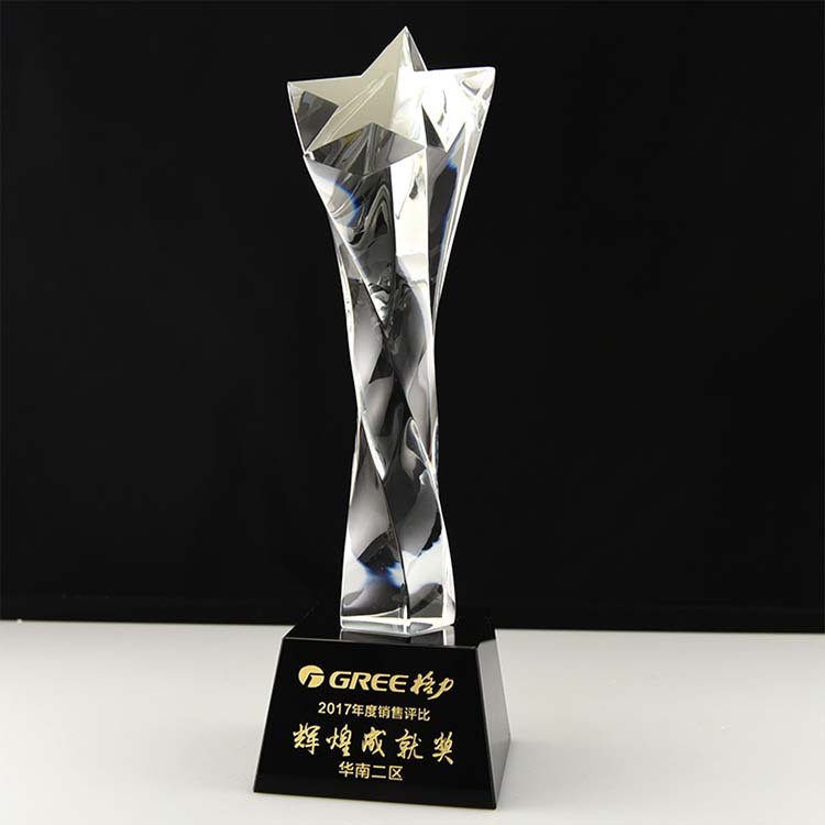 水晶玻璃水晶奖杯创意公司员工领导年会纪念品定制五角星比赛颁奖奖牌制作详情4
