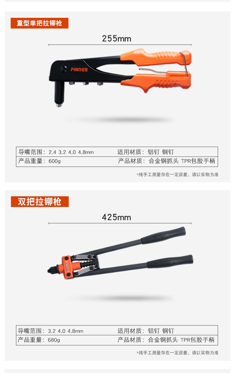 发现者双把手动省力铆钉器手动抽芯器拉钉器拉铆器铆钉器拉帽器详情图5