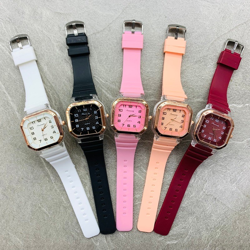 新款韩款女士方形硅胶手表 创意学生手表 ins网红爆款详情图1