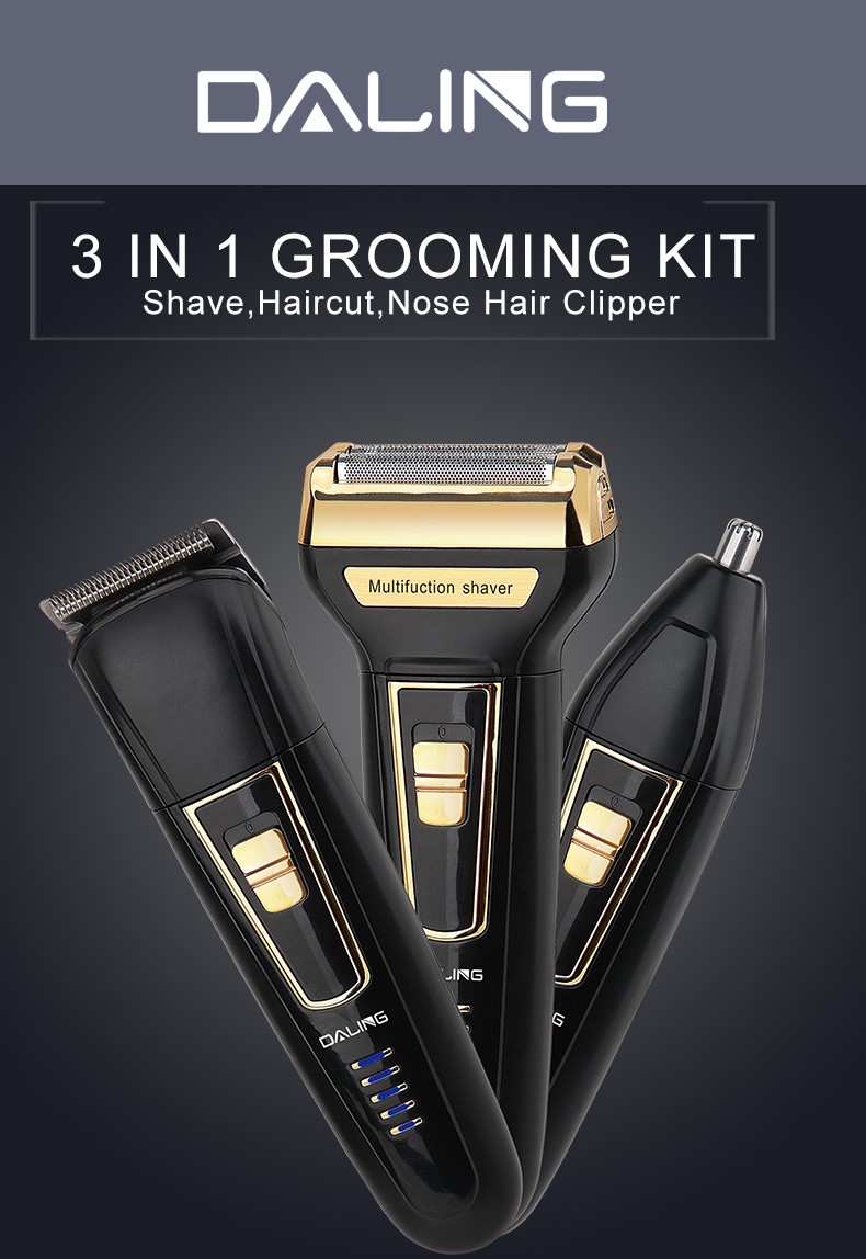 DALING Electric shaver, reciprocating beard razor, DALING-9001 three-in-one multi-functional rechargeable Razor, men's hair clipper, wholesale for export detail image 1