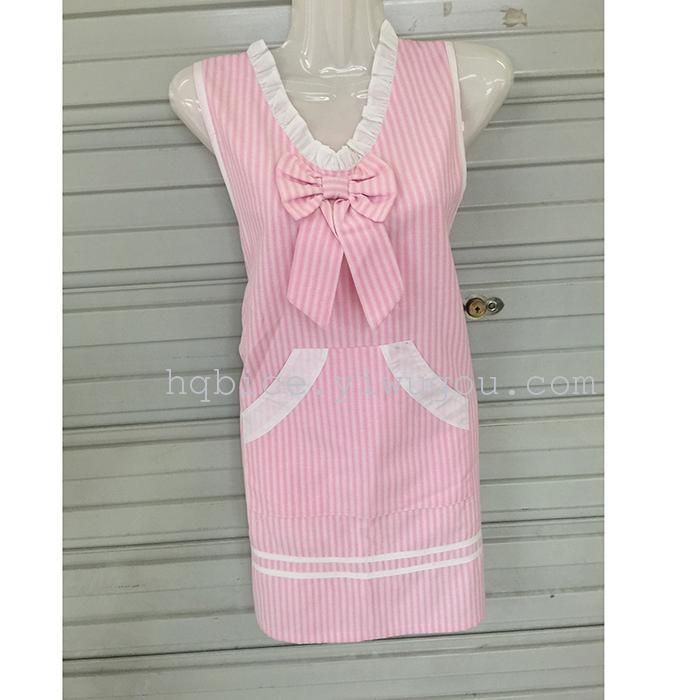 Korean style sleeveless apron sleeveless blouse vest dust-proof anti-fouling striped lace collar powder