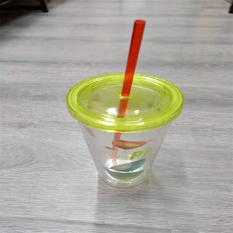 Plastic cup straight shot jump cute portable anti-drop cup Outdoor fitness cup gift 2 full figure