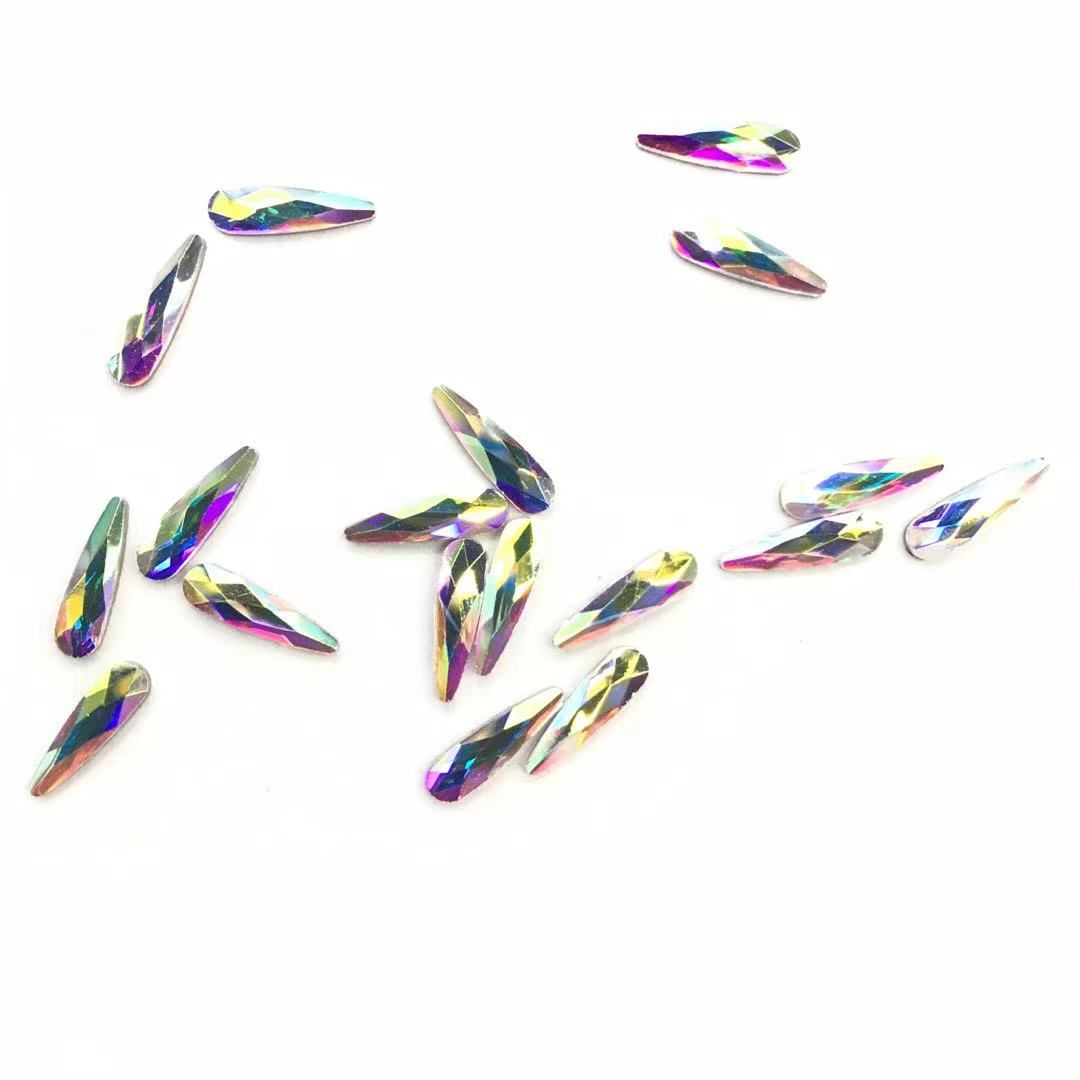 The water-drop-shaped imitation Austrian diamond glass hot iron diamond is elegant and beautiful, and the nail drill is loved by girls