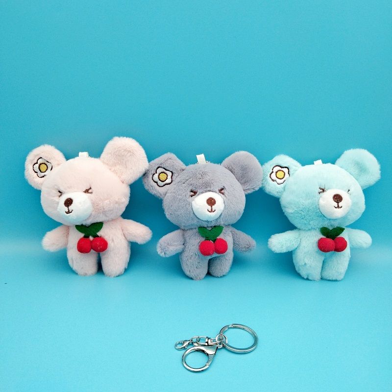 New cute plush cherry bear plush toy girl heart keychain backpack pendant small doll