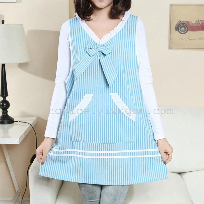 Korean style sleeveless apron sleeveless blouse vest dust-proof anti-fouling striped lace collar