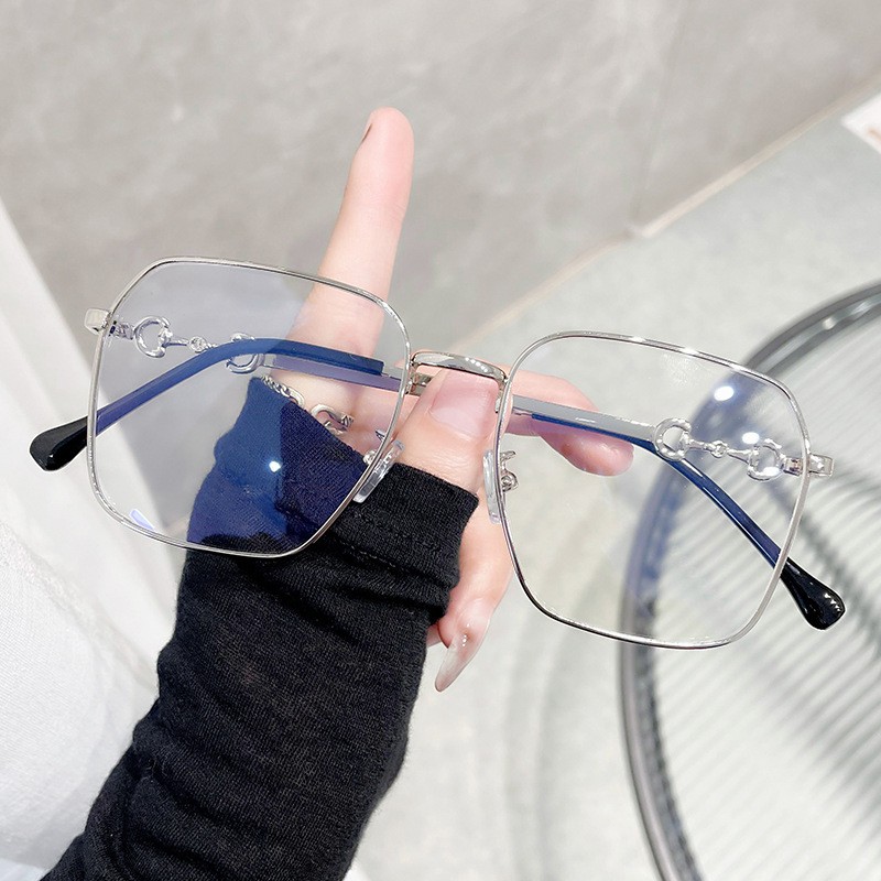 2021年新款金属大框近视眼镜框架时尚显脸小网红同款防蓝光平光镜详情图3