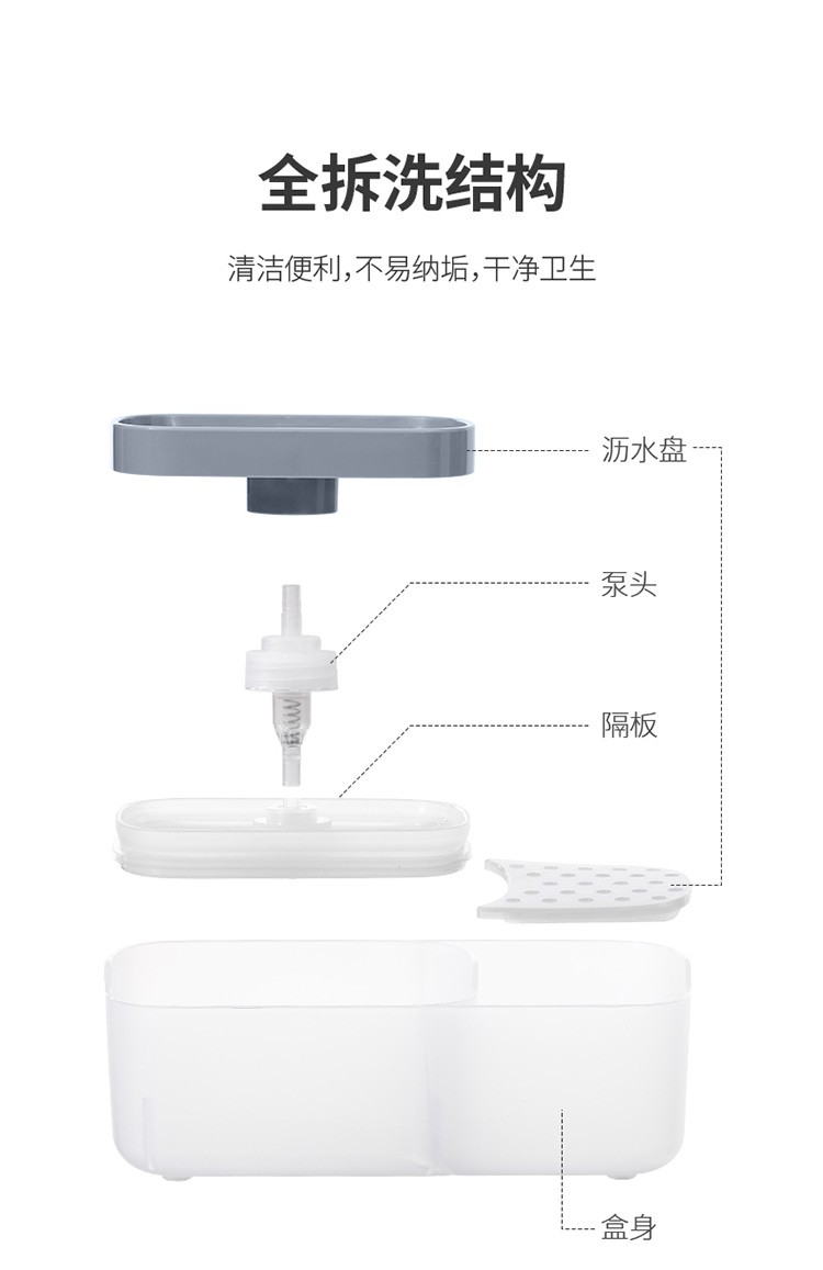 厨房洗洁精加液器按压式出液盒百洁布洗碗刷皂液瓶清洁剂分装神器详情图10