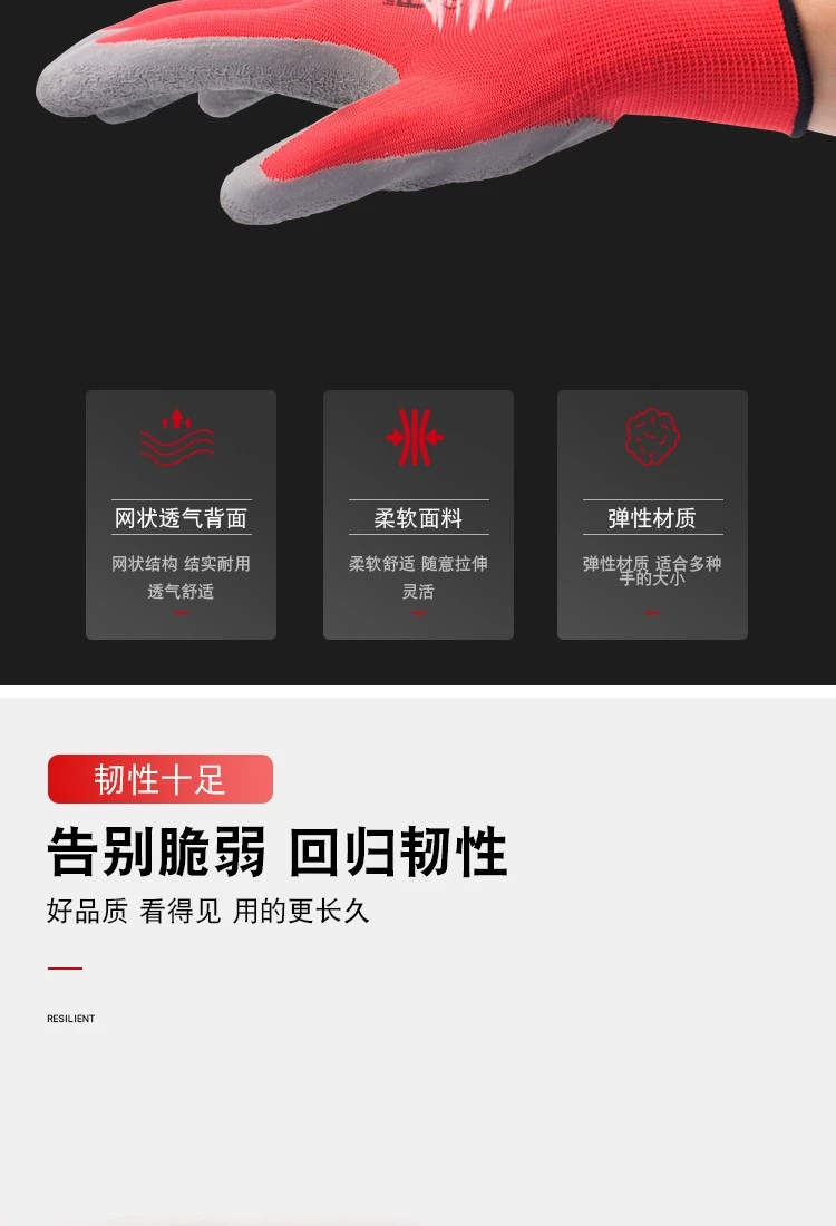 Discoverer labor protection gloves: Wear-resistant, puncture-resistant, cut-resistant, anti-slip, thickened impregnated rubber work gloves and work gloves detail image 7