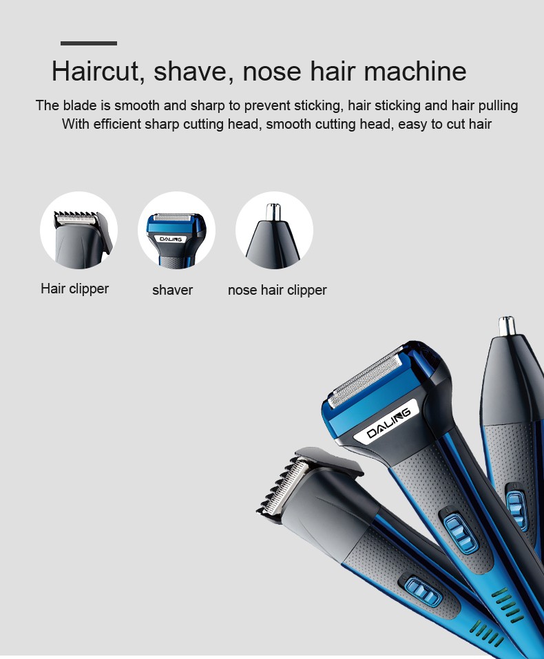 DALING Electric shaver, reciprocating beard razor, DALING-9006 three-in-one multi-functional rechargeable Razor, men's hair clipper, Cross-border wholesale detail image 4