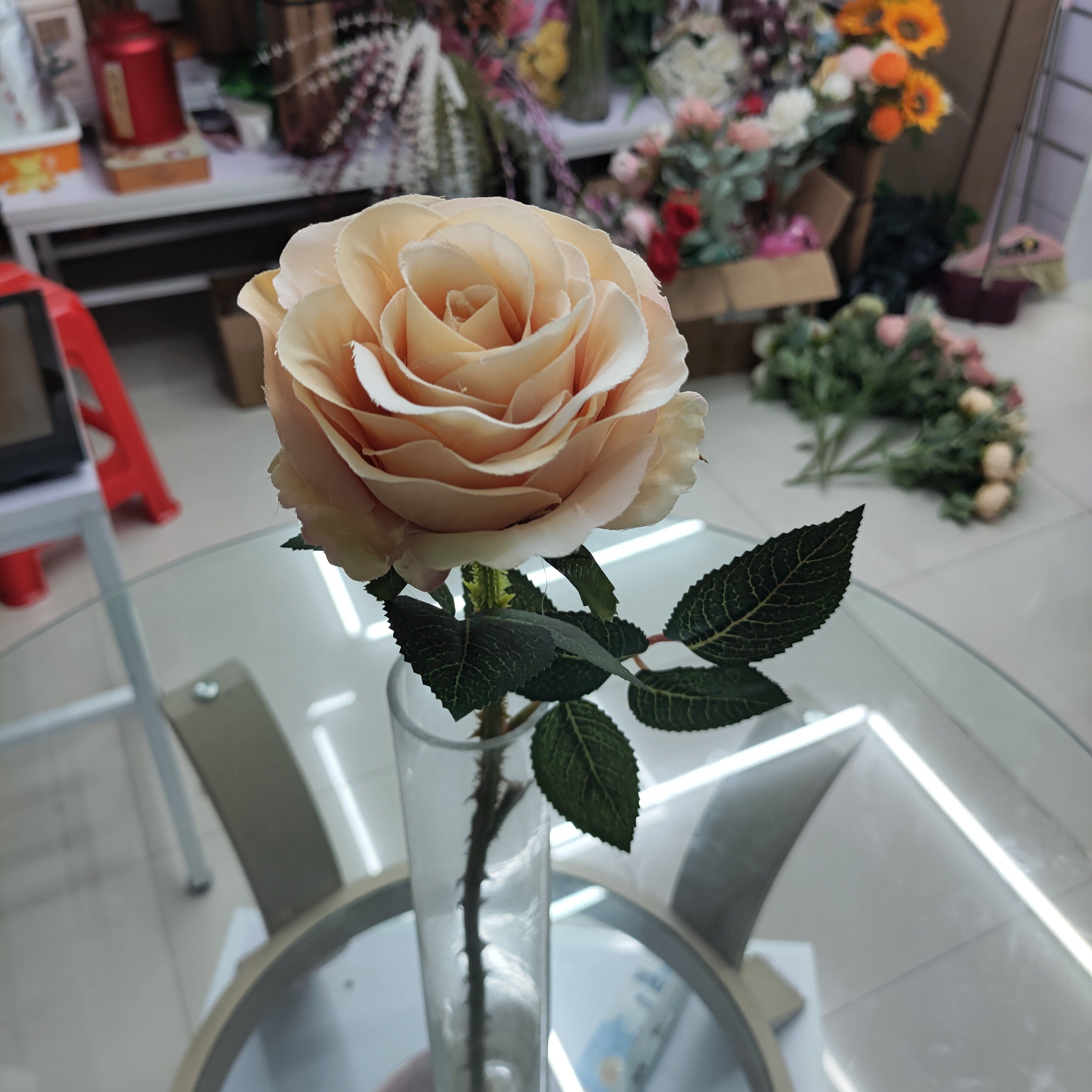 Yiwu Chengyu artificial Flower Single thorny rose pink