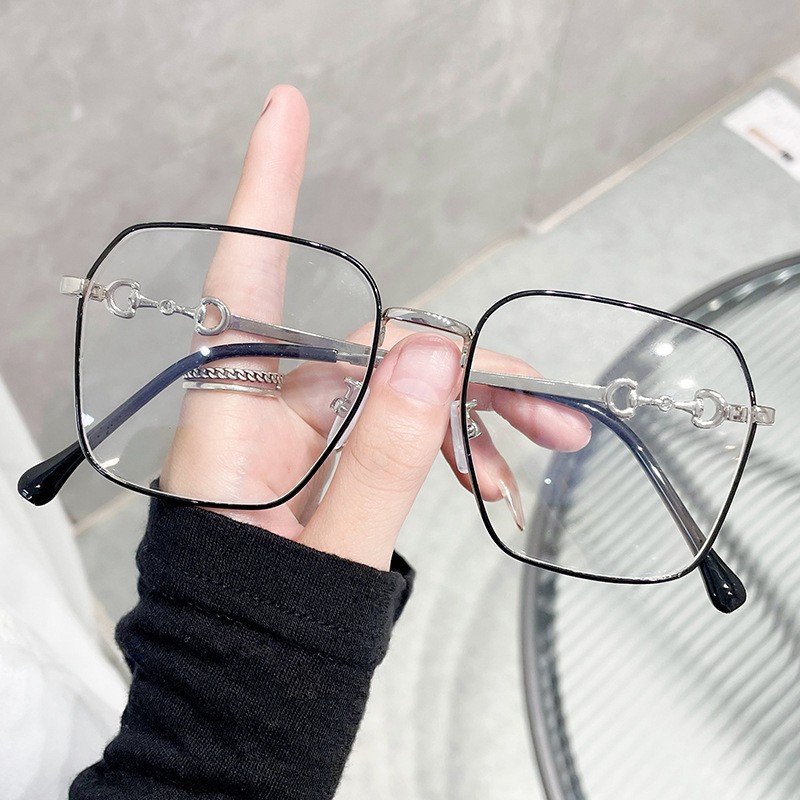 2021年新款金属大框近视眼镜框架时尚显脸小网红同款防蓝光平光镜详情图5