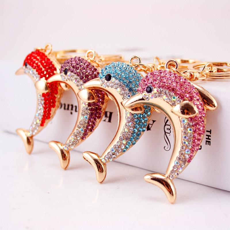 Dot drill Dolphin alloy keychain series mix