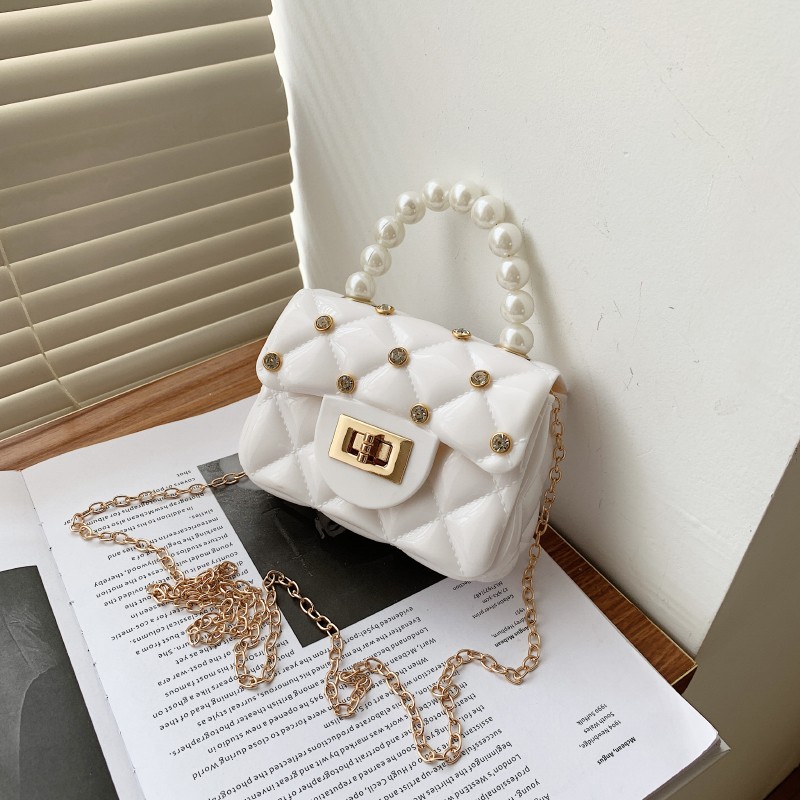 Mini Bag Women's Bag Summer Diamond Nail Pvc Colored Jelly Bag Pearl Pocket Red Cross Body Bag undefined