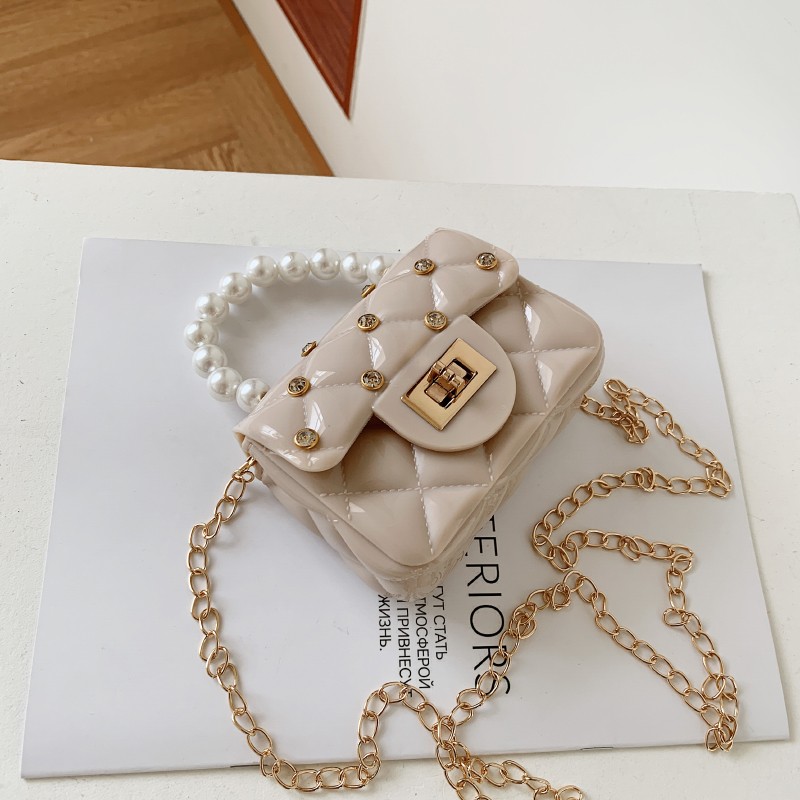 Mini Bag Women's Bag Summer Diamond Nail Pvc Colored Jelly Bag Pearl Pocket Red Cross Body Bag undefined