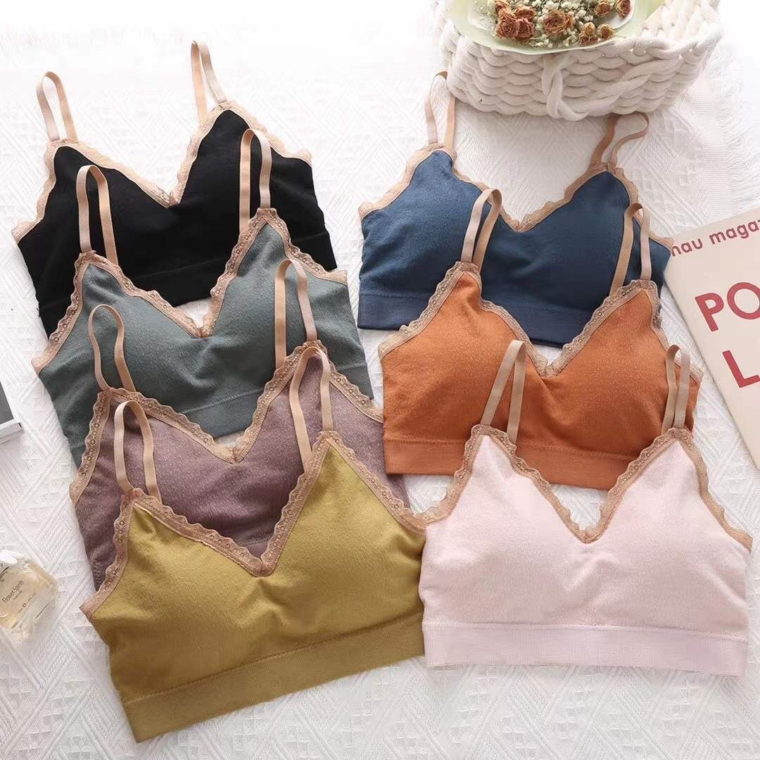 "Beautiful back underwear, women's vest, Internet celebrity bestseller, small chest gathering, small halter, thin strapless one-piece bra, summer chest wrap 75.