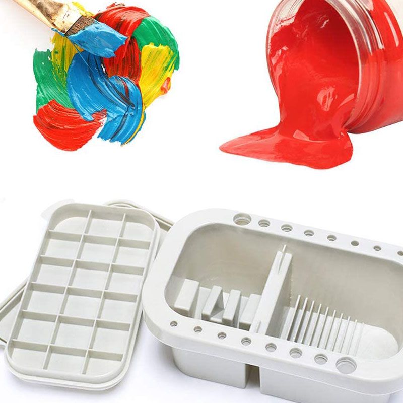 Paint Brush Cleaner With Holder Organizer Palette For Acrylic, Watercolor thumbnail