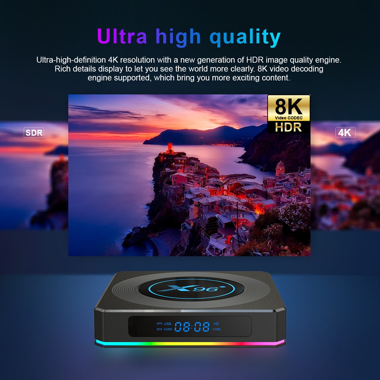 علبة تلفزيون Android11.8K من طراز X96 X4 Amlogic S905x4 detail image 8