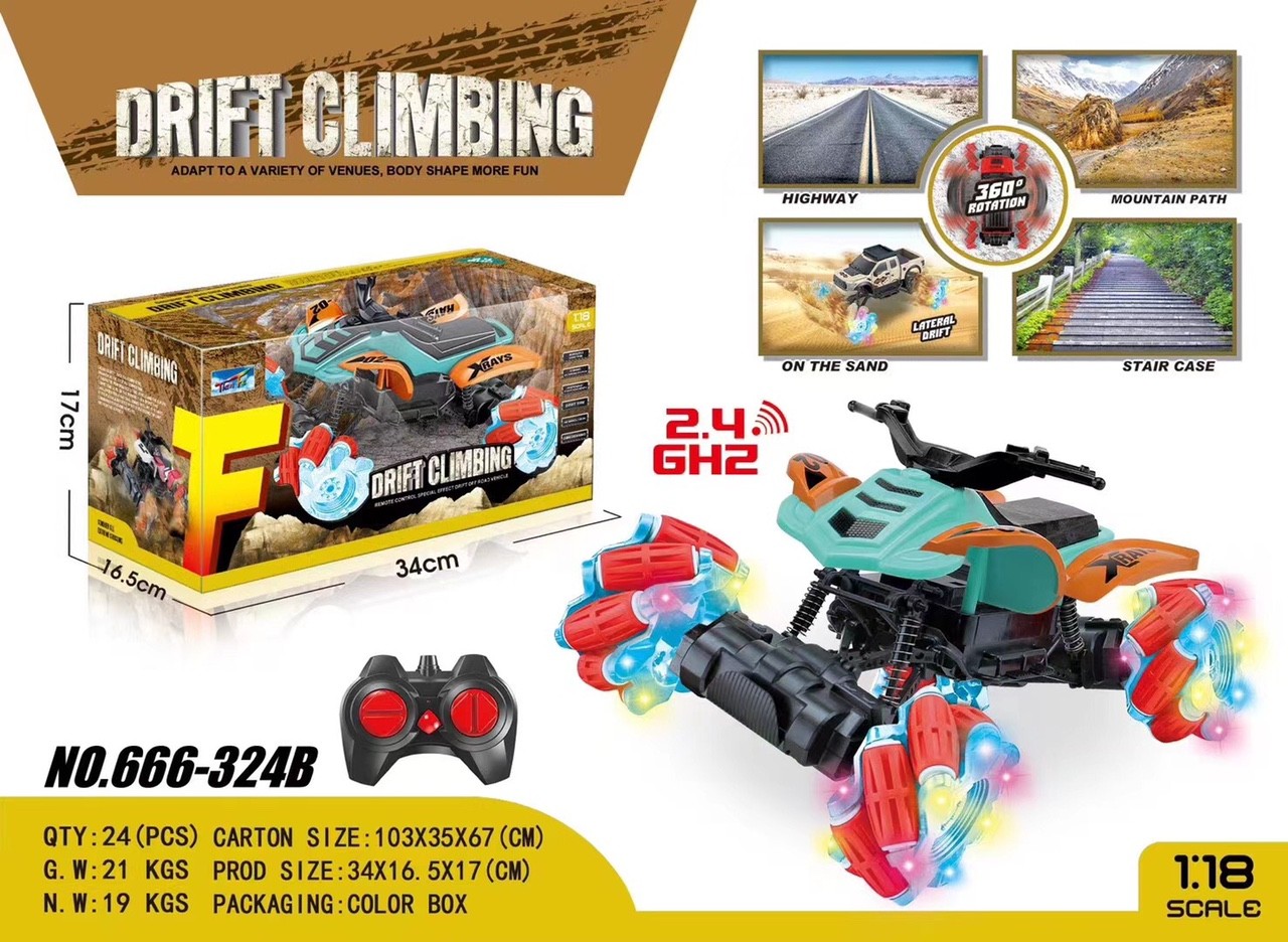 Side-traveling off-road climbing vehicle with lights and side-traveling remote control stunt vehicle pic 1