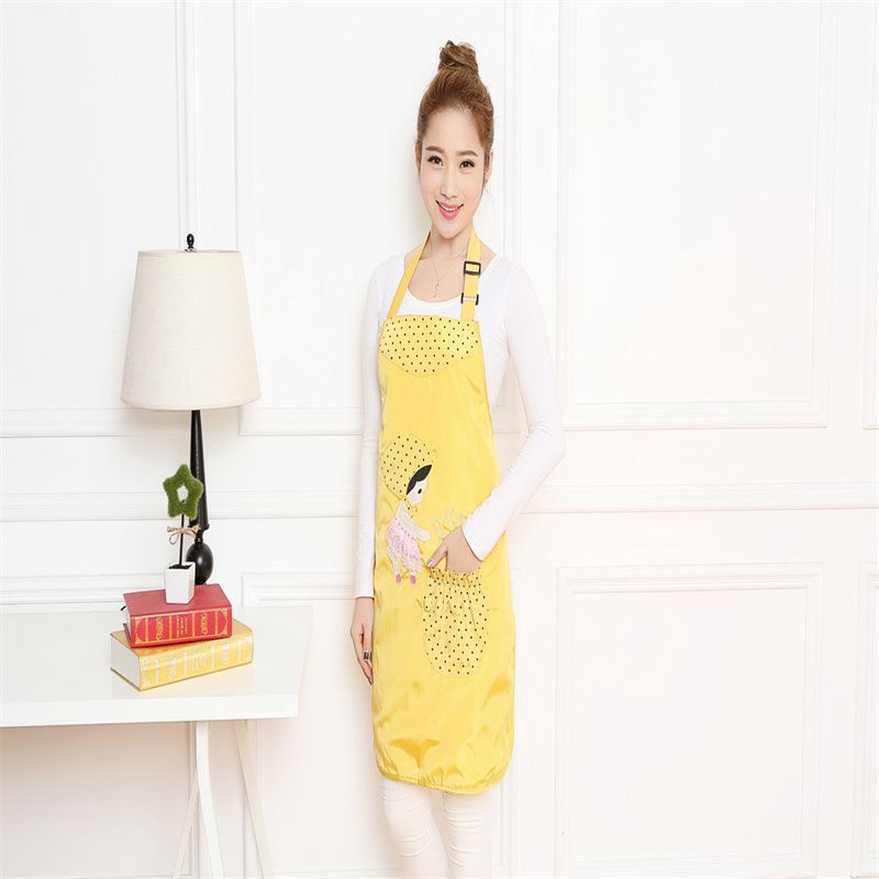 Little girl yellow apron with pocket home kitchen waterproof oil cute catering special men and women custom work clothes waist waist summer thumbnail