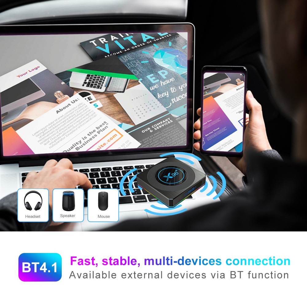 علبة تلفزيون Android11.8K من طراز X96 X4 Amlogic S905x4 detail image 5