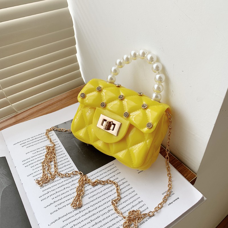 Mini Bag Women's Bag Summer Diamond Nail Pvc Colored Jelly Bag Pearl Pocket Red Cross Body Bag Item Picture